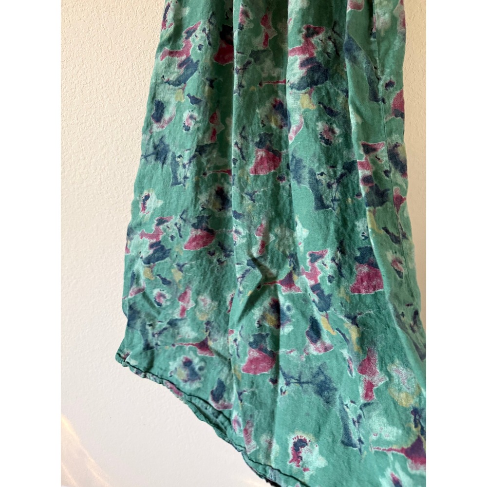 Bellambra Italy Green Watercolor Abstract Print 100% Linen Halter Mini Dress L - Picture 3 of 6